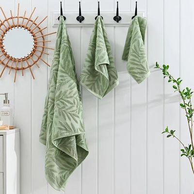 지구절을 위한 모든 계기용 베 Velvet Jacquard Leaves Bath Towel 세트