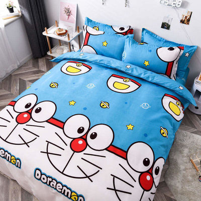 폴리에스터 만화 단순 4 PCS 침대 시트 듀벤 커버 베개 케이스 웨딩 침대
