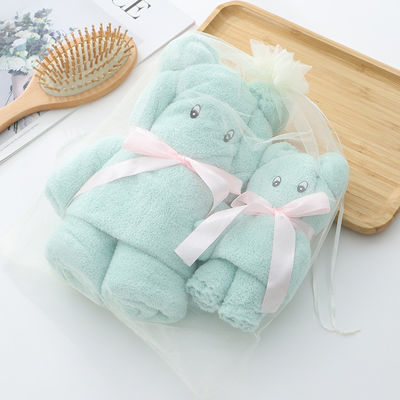 그림과 같이 럭셔리 곰 수건 욕조 수건 밀도 산호 벨벳 세트 흡수 귀여운 부드러운 선물