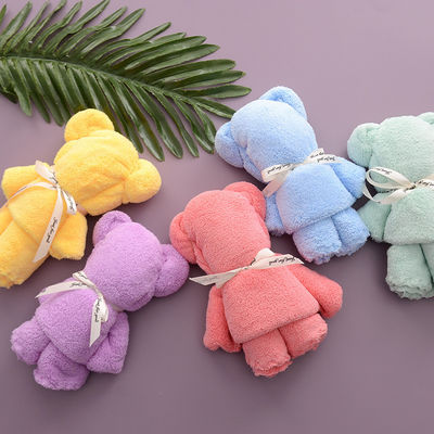 그림과 같이 럭셔리 곰 수건 욕조 수건 밀도 산호 벨벳 세트 흡수 귀여운 부드러운 선물