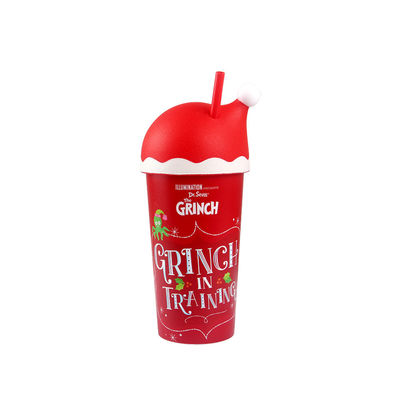 500ml 빨간색 산타클로스 텀블러 뚜?? 과 빨대
