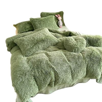 'Ins Moss Green Luxury Shaggy Warm Mink Velvet Crystal Bedding Set for Winter Bed Linen' '겨울 침대 가죽 세트' 'Ins Moss Green Luxury Shaggy Warm Mink Velvet Crystal Bedding Set for Winter Bed Linen' '겨울 침대 가죽 세트'