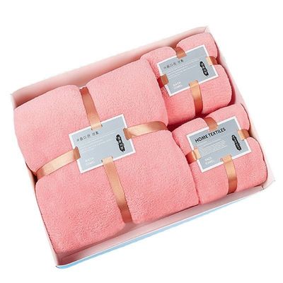 두꺼운 산호 류 부드러운 흡수 마이크로 섬유 수건 세트 1 세트 35*75 70*140 사용자 지정 로고