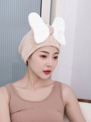 모든 연령대의 슈퍼파인 섬유 귀여운 Bow 건조 머리 모자