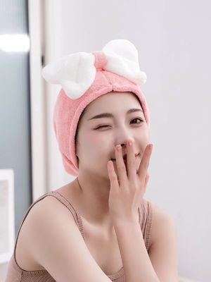 모든 연령대의 슈퍼파인 섬유 귀여운 Bow 건조 머리 모자