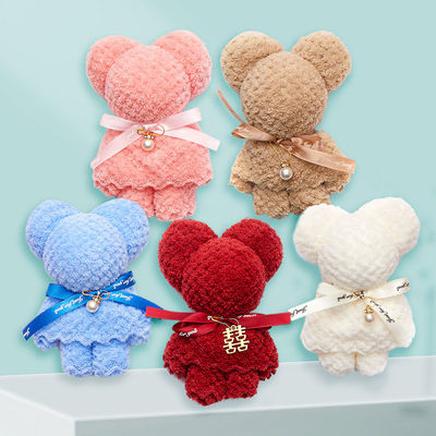 최고의 선물 개인 레이블 귀여운 곰 샤워 마이크로 섬유 부드러운 선물 세트 얼굴 수건 35*75cm