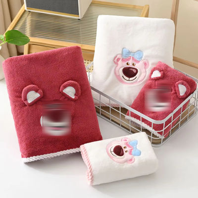3D 딸기 곰 수건 목욕 수건 산호수건 부드러운 흡수성 어린이 목욕 수건