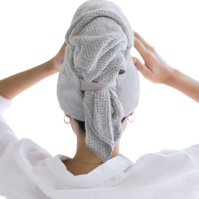 대형 여성 헤어 건조 유연 밴드 수건 마이크로 섬유 랩 단색 패턴