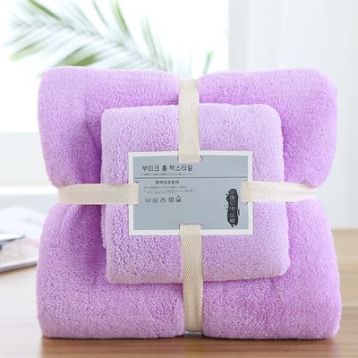 모든 연령대 사용자 지정 로고 산호 류 수건 세트 2 조각 마이크로 섬유 수건