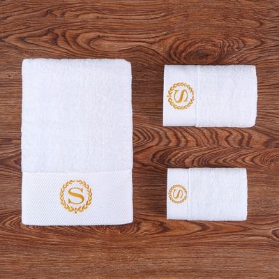 청정 목화 embroidered 개인화 어린이 보호 흰 호텔 수건 세트