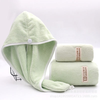 고 흡수성 산호  Velvet 목욕 휴지 및 샤워 모자 선물 세트 1kg 폴리에스터 재료