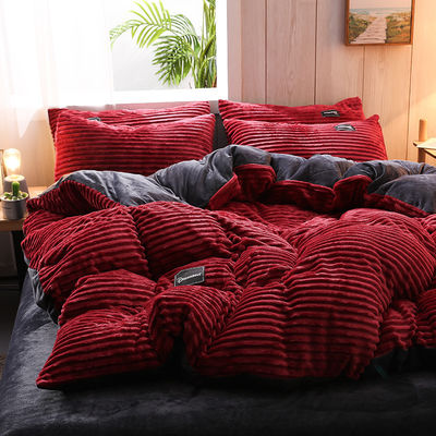 가을과 겨울 튼튼한 침실 세트 산호  Velvet Quilt Cover Set with Pure Color