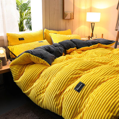 가을과 겨울 튼튼한 침실 세트 산호  Velvet Quilt Cover Set with Pure Color