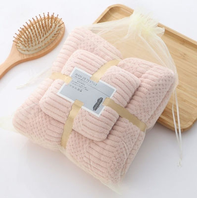 맞춤형 마이크로 섬유 빠른 건조 플러시 산호 모피 부드러운 수건 세트 호텔 욕실 수건 250gm