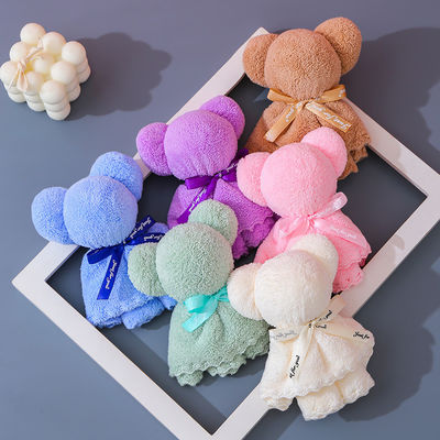 어린이 나이 그룹 30x30cm 산호  Velvet Fleece 웨딩 비즈니스 선물용 곰 수건