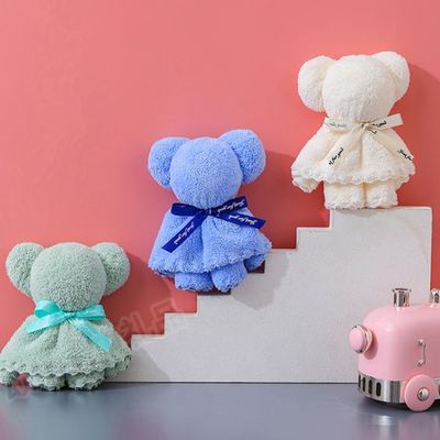 어린이 나이 그룹 30x30cm 산호  Velvet Fleece 웨딩 비즈니스 선물용 곰 수건
