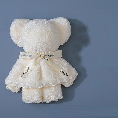 어린이 나이 그룹 30x30cm 산호  Velvet Fleece 웨딩 비즈니스 선물용 곰 수건