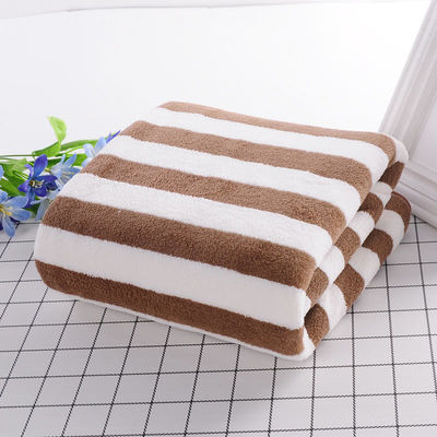 광줄무늬 코랄 벨벳 손 얼굴 수건 세트 35*75cm 70*140cm 마이크로 섬유 흡수 수건 세트