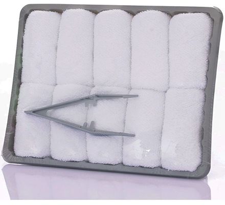 25*25cm 로고 흰색 항공기 면접 패렛 수건 반 튀김 및 주름 퇴색 쉬운 관리